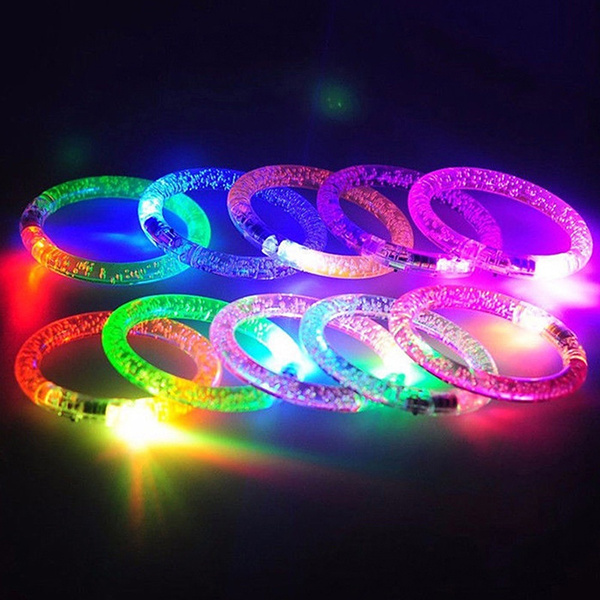 5/10X Led Flashing Bracelet Light Up Glow Bangle Wristband Party Favors Kid WZ