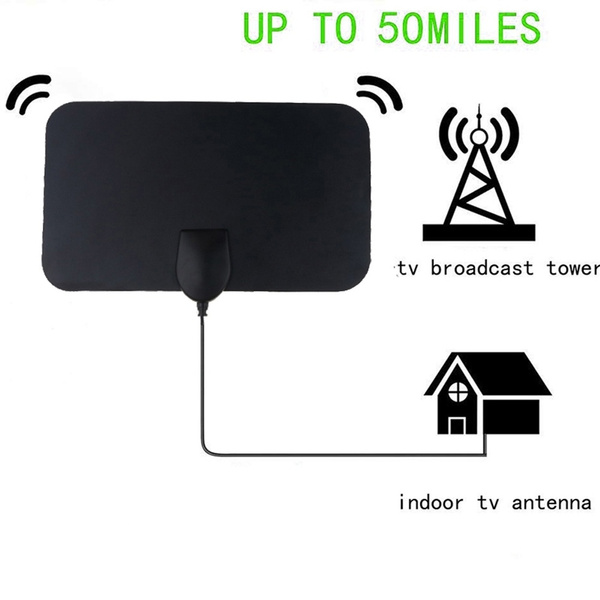 50M Mini Thin Flat Indoor Antenna Aerial HD TV Fox Scout HDTV VHF UHF DTV 25DB 