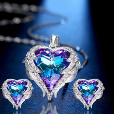 Sterling, Hjerte, Bridal Jewelry Set, angelwingsnecklace