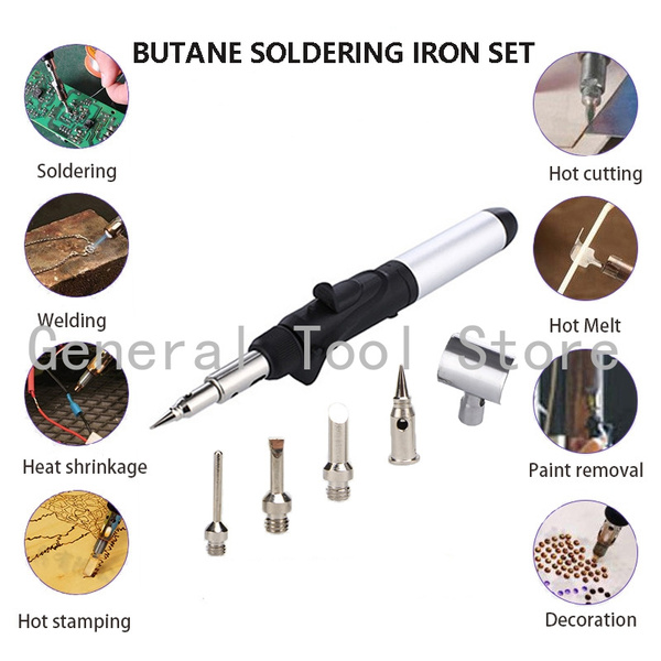 Gold Butane Gas Soldering Iron 12 in 1 Ignition Butane Gas Soldering Iron Portable Cordless Welding Torch Kit 