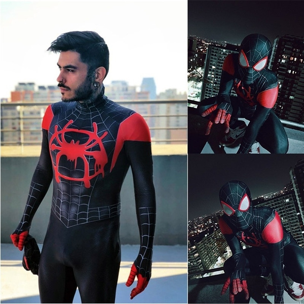 Spider-Man:Into the Spider-Verse Kids Costumes Miles Morales Cosplay Zentai Suit 
