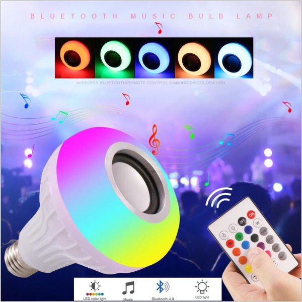 RGB LED Wireless Bluetooth Bulb Light Speaker 12W Smart Music Play Lamp Remote