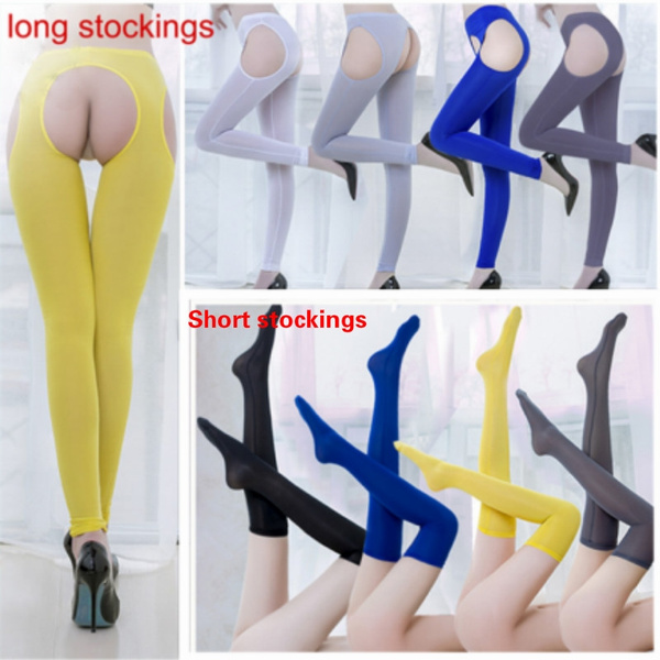 Ice Silk Shiny Open Crotch Long Sheer Pants Through Elastic Leggings | Wish