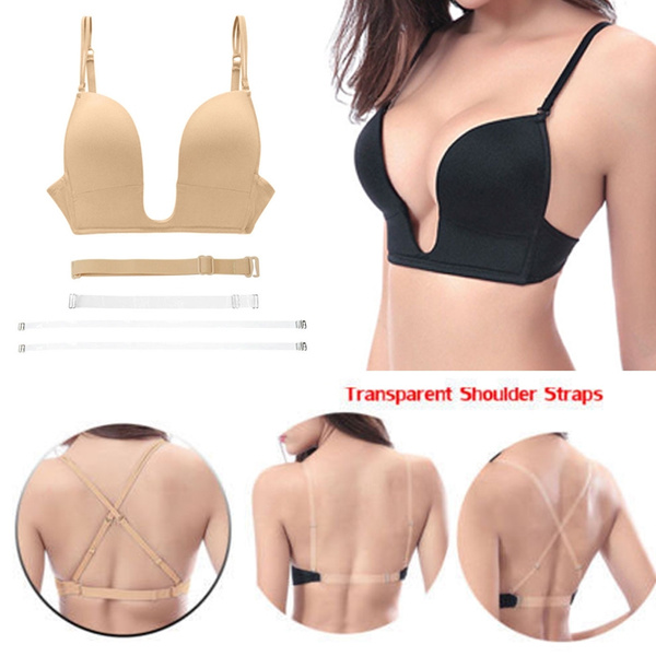 Women Sexy Seamless Bra Backless Invisible Plunge Deep V Low Cut