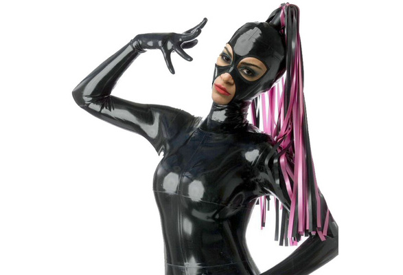 Latex Mask Rubber Unisex Hood Cosplay Cat woman Back Zipper Rubber Fetish  Cosplay Mask Latex Headgear