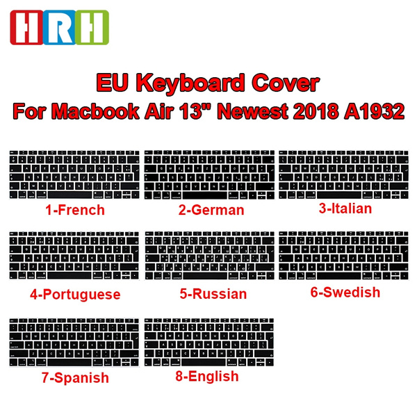 EU Silicone Spanish Keyboard Cover For MacBook Air 13" Newest 2018 Release A1932 