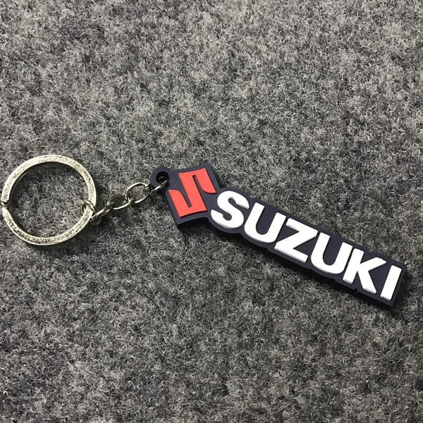 1 x Suzuki Logo Rubber Motorcycle Keychain Keyring for Suzuki GSR GSX-R 125  250 350 400 450 500 600 650 750 1250 1200 1300 1800 Hayabusa SV Katana  V-Strom KingQuad etc. (3*6.5 cm)