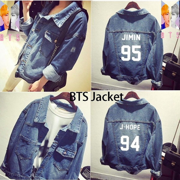 BTS Kpop Jeans Jacket Women Basic Coat Bangtanboys JIMIN JungKook Denim  Jacket Winter Jacket For Army Fans Long Sleeve BTS Clothes Jeans Women  Fashion BTS LOVE