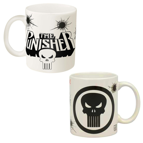 Punisher Skull and Cross Rifles Stainless Steel Travel Mug with Handle –  Hooligan Coffee Company