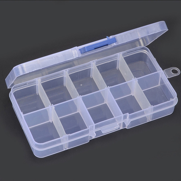 10 Grids Adjustable Jewelry Tool Box Beads Pills Organizer Nail Art Tip ...