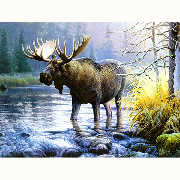 Diy 5d Diamond Painting Kit For Living Room Decoration, Deer In Animal  Series