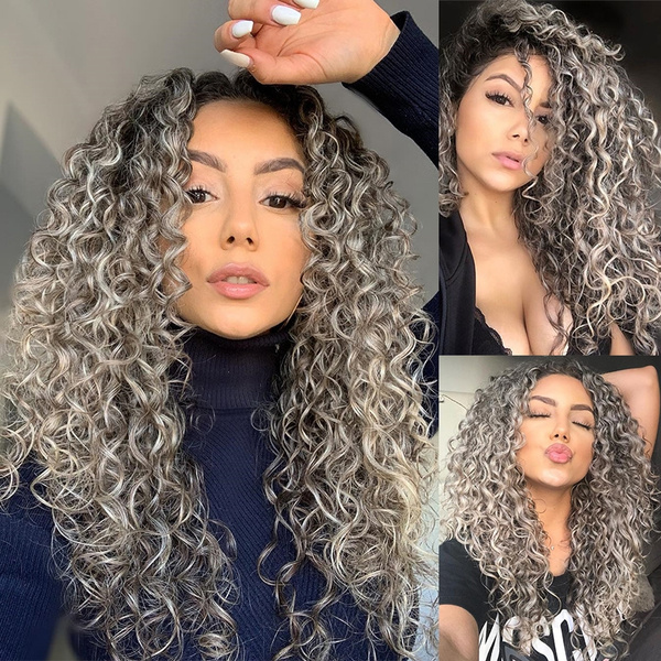 Long Curly Ombré Grey online Wig