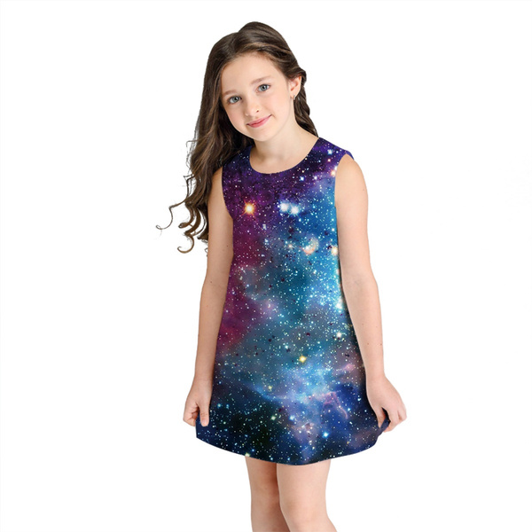 Hannah Banana | Little Girls Flower and Galaxy Skater Dress – myhannahbanana