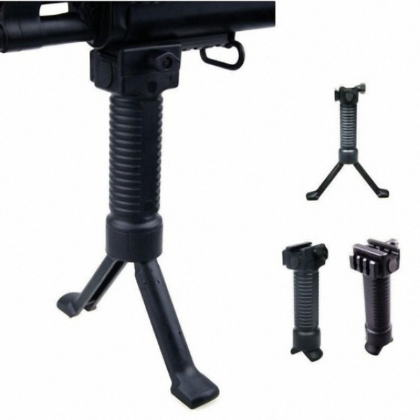 Tactical Foldable Vertical Hand Grip Foregrip Rail with Retractable Bipod Stand 