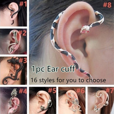 1PC Fashion Vintage Punk Hip Hop Metal Snake Stud Earrings Ear Wrap Cuff Clip for Men Women Nightclub Animal Earrings Jewelry