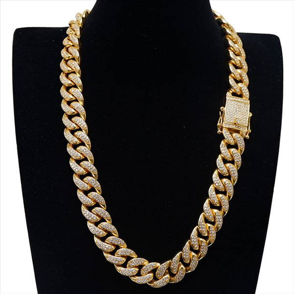 24k gold cuban link chain with diamonds