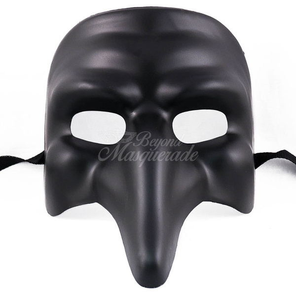 Medieval Plague Doctor Venetian Masquerade Mask with Details for Men Black 