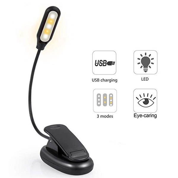 Lampe de lecture USB rechargeable avec clip - Lampe à pince