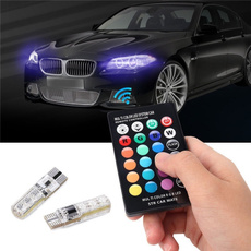 2PCS 6SMD RGB LED T10 5050 Multicolor Light Car Wedge Remote Control Bulbs