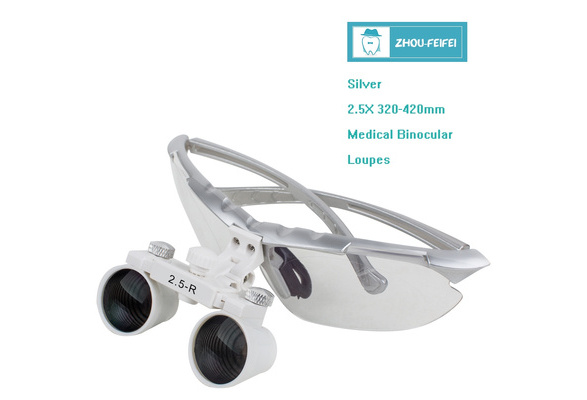 Dentist Silver Dental Surgical Medical Binocular Loupes 3.5X 420mm Optical  Glass Loupe 