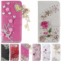 Luxury 3D Bling Diamond Crystal Flip Wallet Phone Case Rhinestone Cover ...