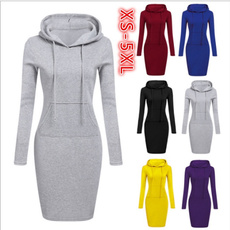Mini, hooded, pullover hoodie, long dress