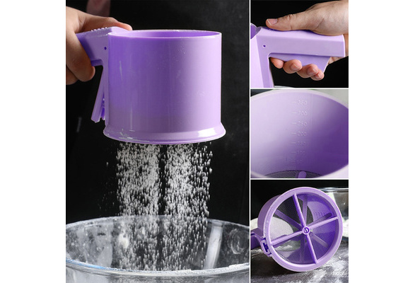 HandHeld Electric Flour Sieve Plastic Cup Shape Flour Sifter Battery  Operated Flour Sifter Cakes Sugar Mesh Sieve Baking Tool