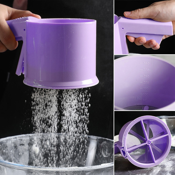 Plastic Cup Shape Electric Handheld Flour Sifter Sieve Mechanical