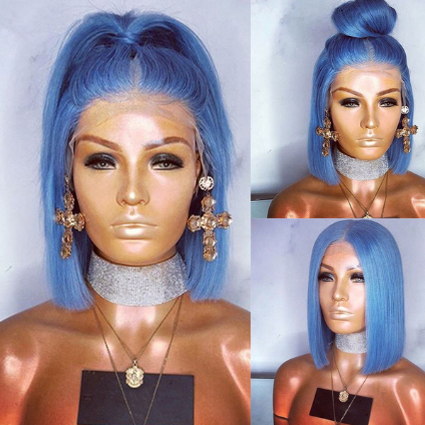 powder blue lace front wig