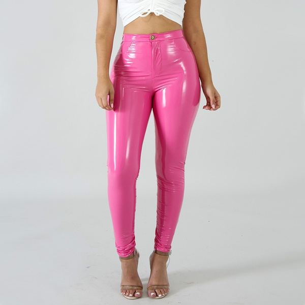 Plus size pink leather pants Clearance