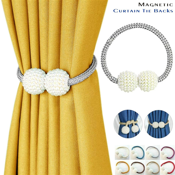 A- 1pc Pearl Magnetic Curtain Clip Curtain Holders Tieback Buckle