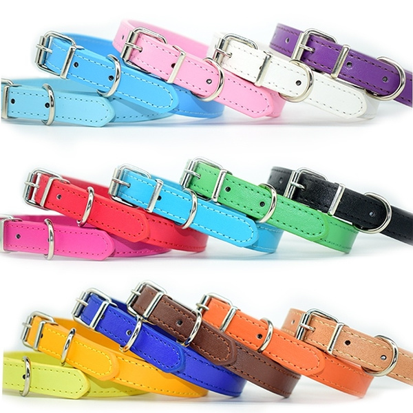 Pet Dog Puppy PU Leather Cat Collar Safety Adjustable Buckle Neck Strap Leash 