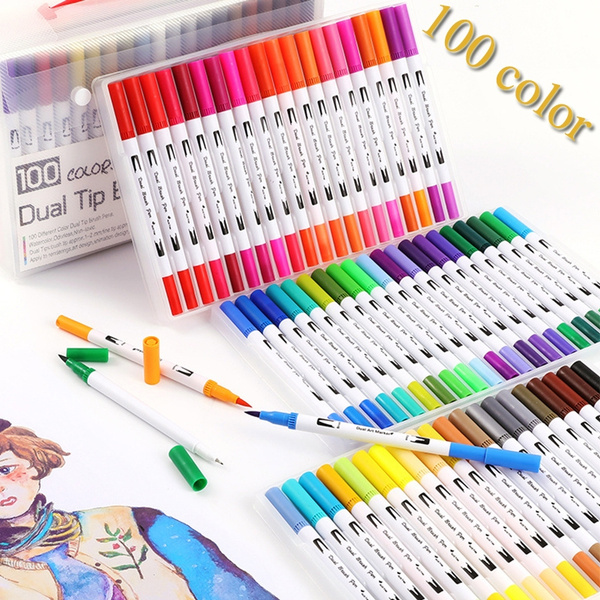 Dual Tip Marker Pens 100 Colors, Magicfly Watercolor Dual Brush Pen For  Coloring, Art, Sketching, Calligraphy, Manga, Bullet Journal