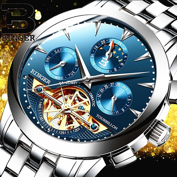 BINGER Luxury Men Watch Switzerland Mechanical Wristwatches