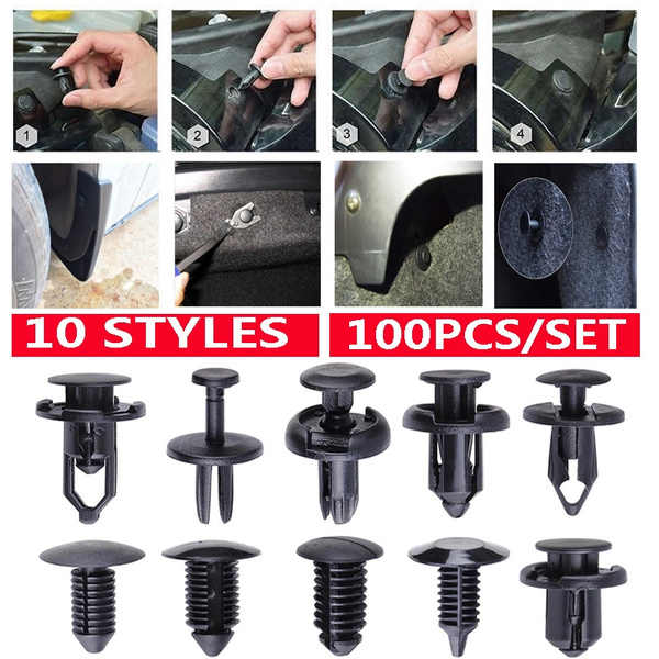 100Pcs Mixed Fastener Clip POM Polymer Bumper Fastener Rivet Clips  Automotive Furniture Assembly Expansion Screws Kit Auto Body Clips