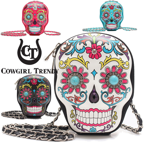 Banned Gothic Sugar Skull Floral Handbag Hand Bag