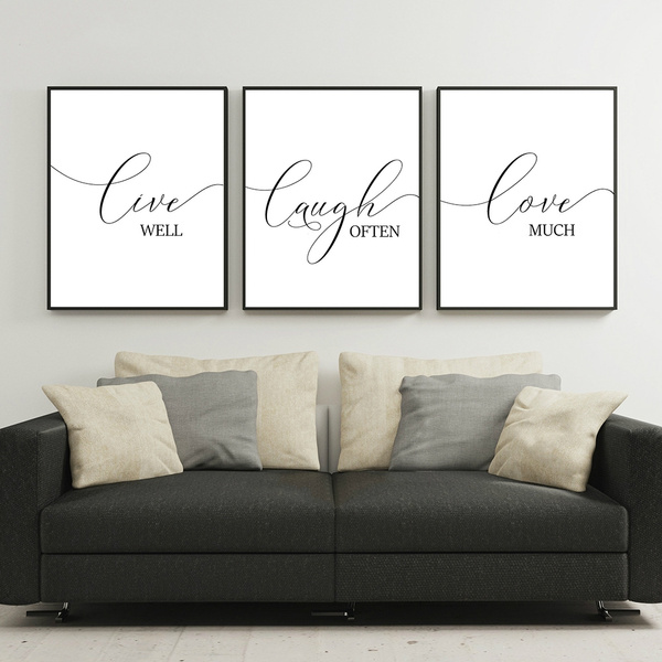 Motivational Wall Art Live Laugh Love Poster And Prints Living Modern Black English Canvas Painting Picture For Room Decor Wish - Live Laugh Love Wall Art Prints