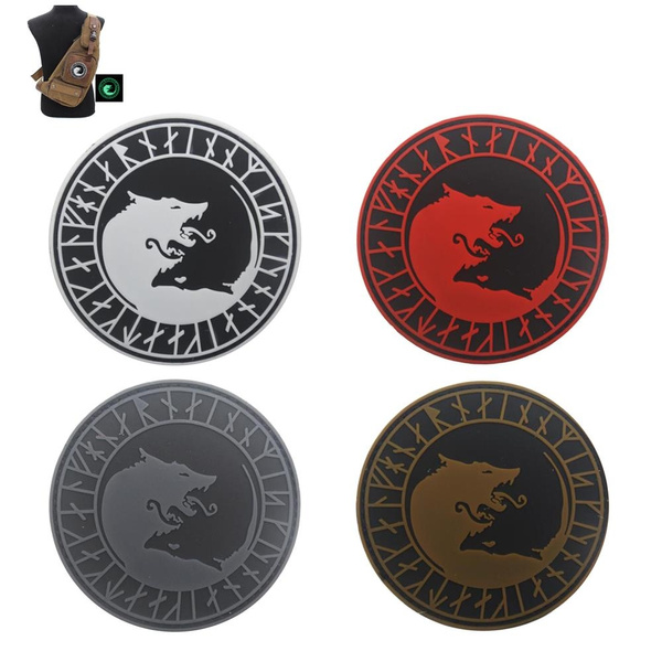 3D Viking Wolf PVC Glow Patch Tactical Military Morale Emblem Rubber Badge 