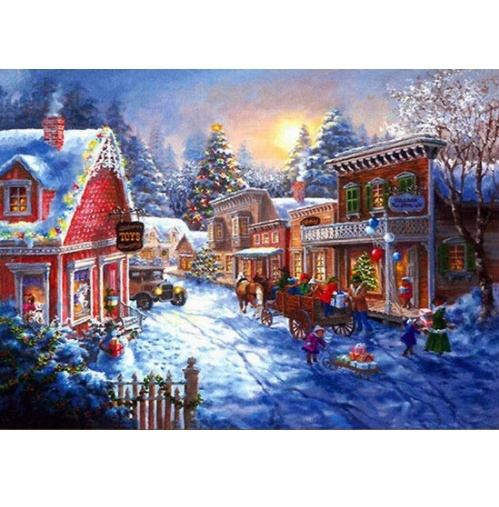 Crystal Art Kit (Large) - Winter Cottage Diamond Painting Kit