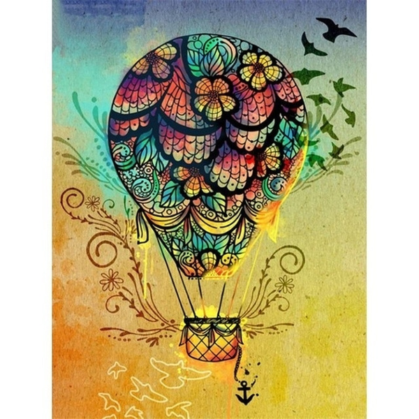 Diamond Painting Hot Air Balloon Lovely Flower Design Embroidery Wall Decoration
