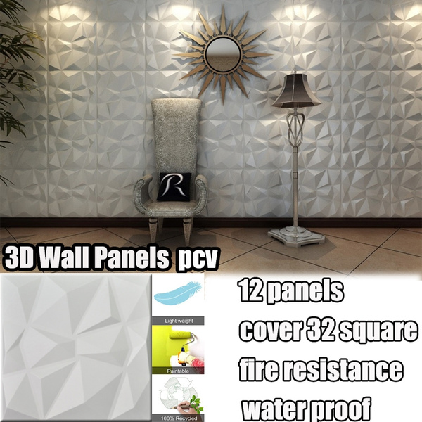 Art3d Decorative 3d Wall Panels Diamond Design Pack Of 12 Tiles 32 Sq Ft Plant Fiber Wish - Art3d Decorative 3d Wall Panels Diamond Design