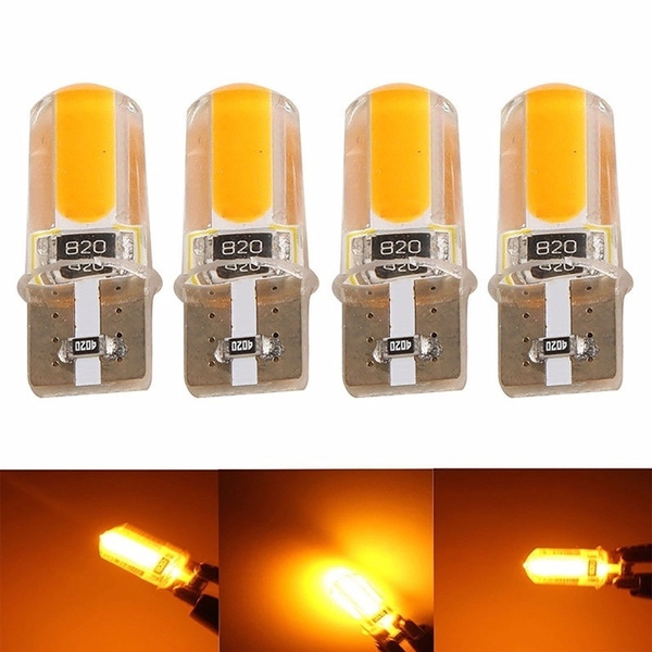 4Pcs/Set T10 194 168 W5W COB LED Car Canbus Silicone Width Side Marker  License Plate Turn Signal Light Bulb Amber