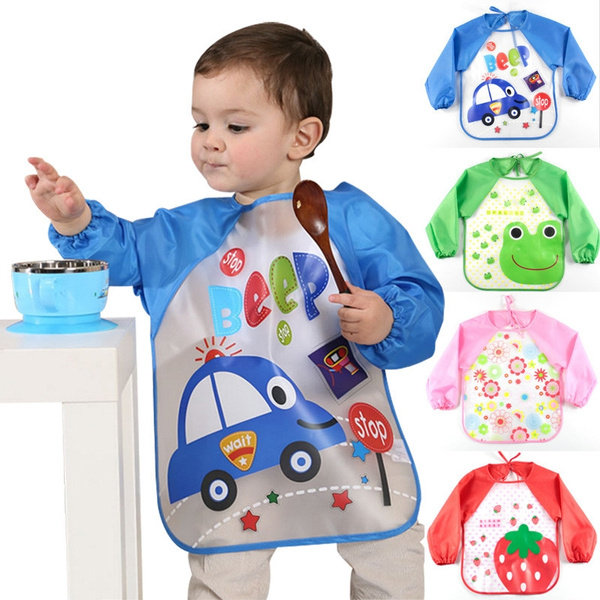 Green Frog Baby Toddler Coverall Art Apron Waterproof Long Sleeves Bibs Gift 