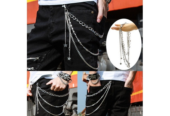 Punk Pants Chain Pentagram Keychains For Men Women Jean Trouser Biker Chains  Harajuku Goth Jewelry Gothic Rock Emo Accessories - Temu