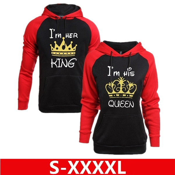 king and queen red hoodies