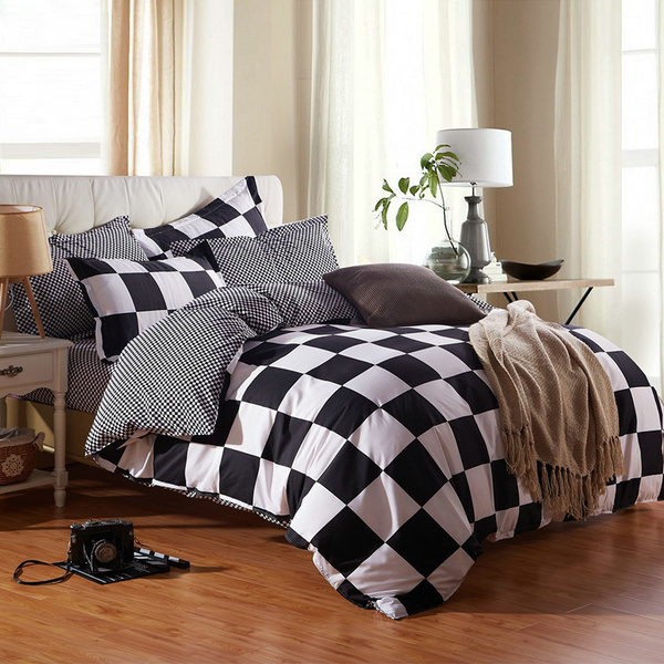 black and white check duvet cover