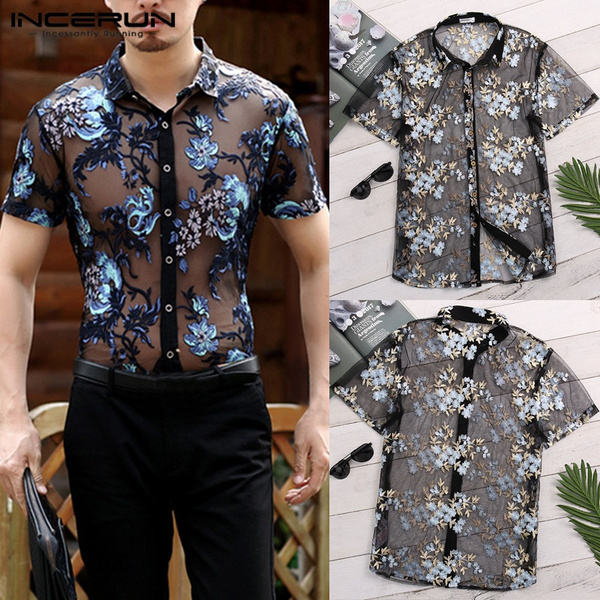 Mens sheer floral shirt Clearance