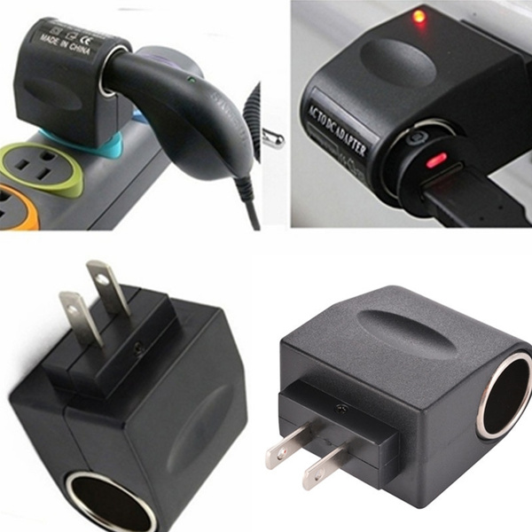 Universal AC to DC Car Cigarette Lighter Socket Adapter (US Plug