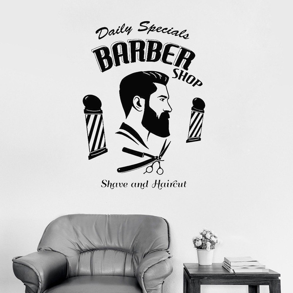 The Barber Shop Shave & Haircut Salon Wall Window Shop decal sticker art 