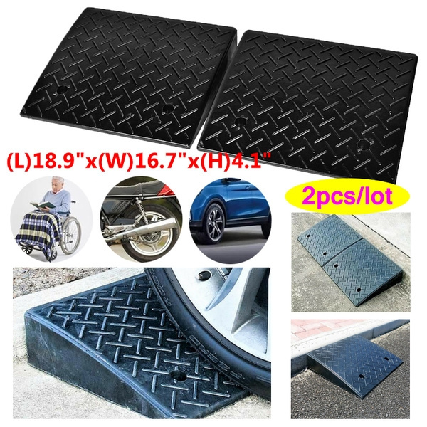 2 x Rubber Kerb Ramps Heavy duty For Car Caravan Wheelchair Disabled ...